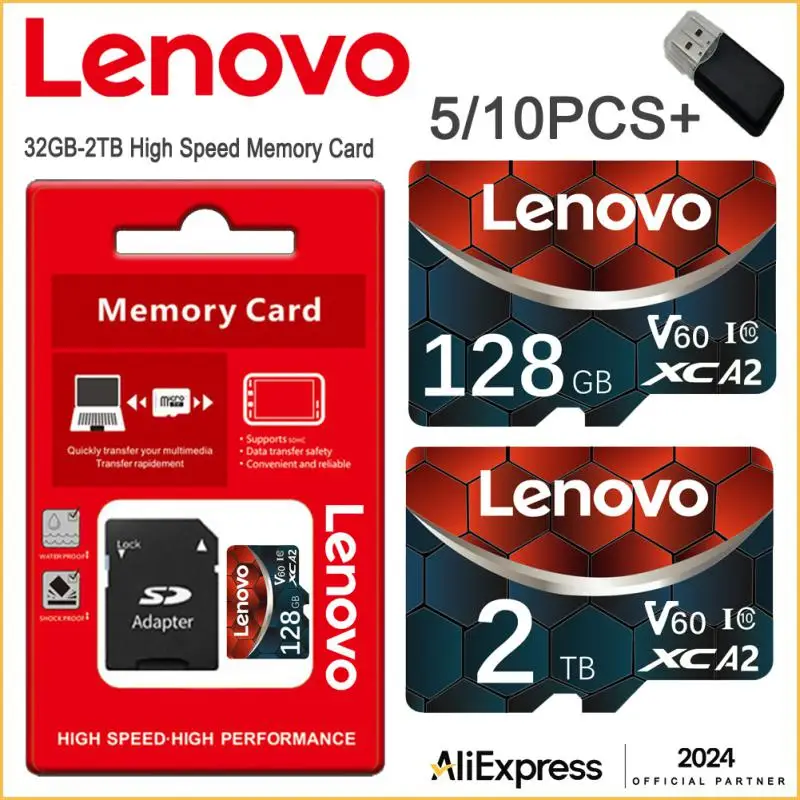 10PCS Lenovo 2TB High speed Class 10 SD Card 32GB 64GB 128GB carte sd Memory Card 1TB Flash sd cards For Camera Phone table PC