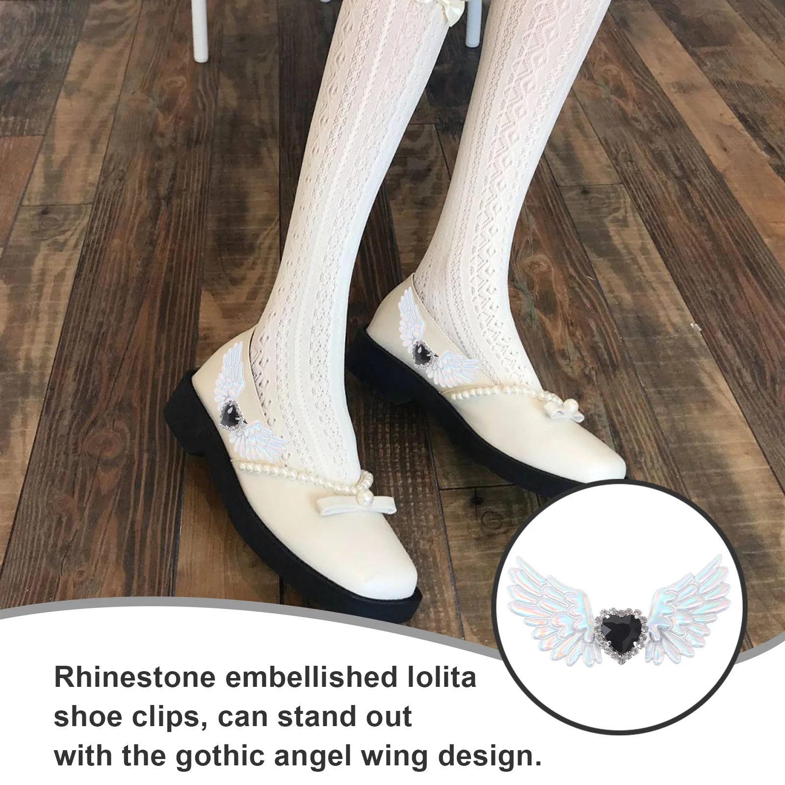 

1Pair Shoe Buckles Gothic Rhinestone Lolita Clips for Heels Pumps Flats Decorative Women Fashion Shiny