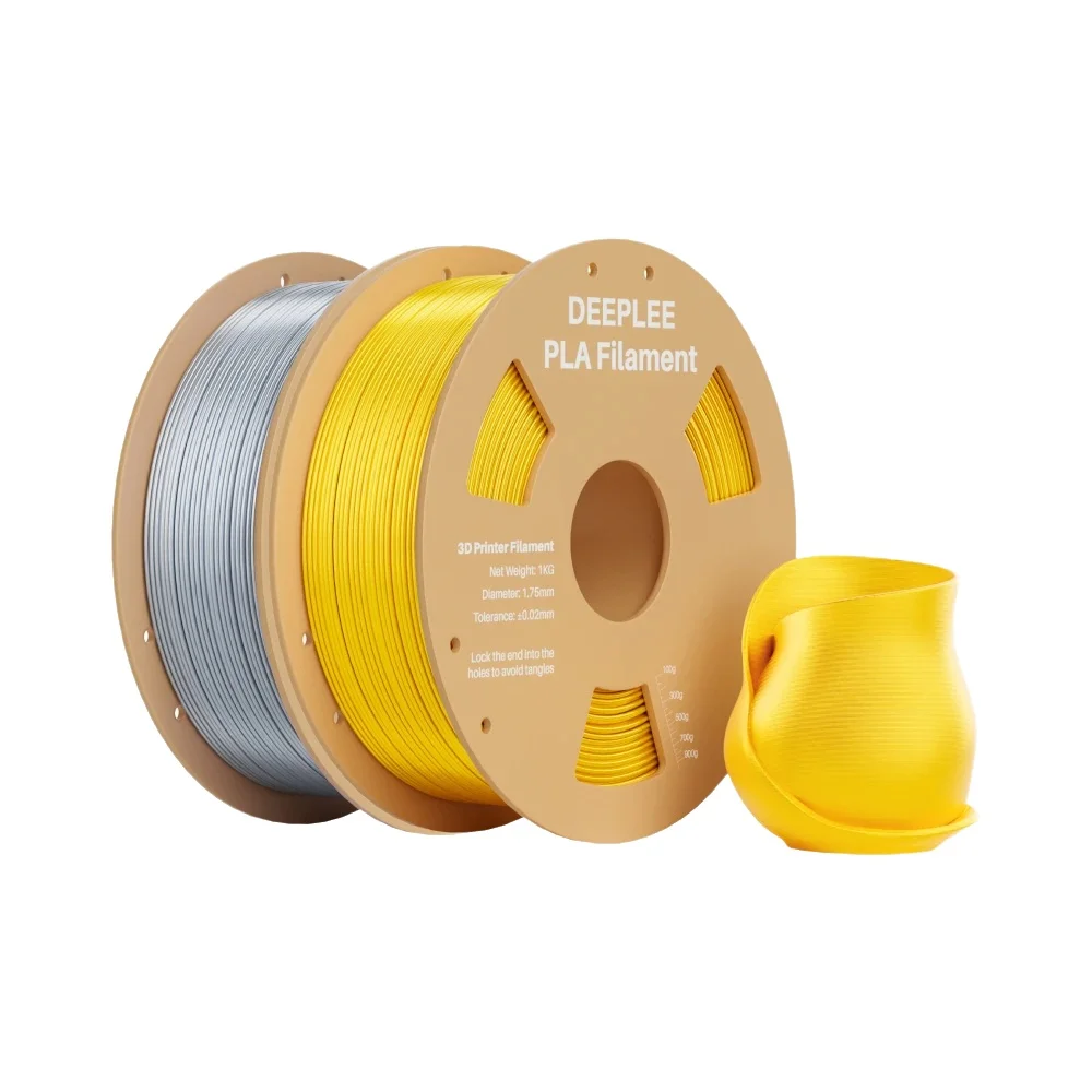 Filament jedwabny do drukarek 3D DEEPLEE, błyszczący filament PLA jedwabny 1.75mm, łatwy w drukowaniu, idealny do drukarek 3D, jedwabny srebrny złoty 1KG — zdjęcie produktu 7