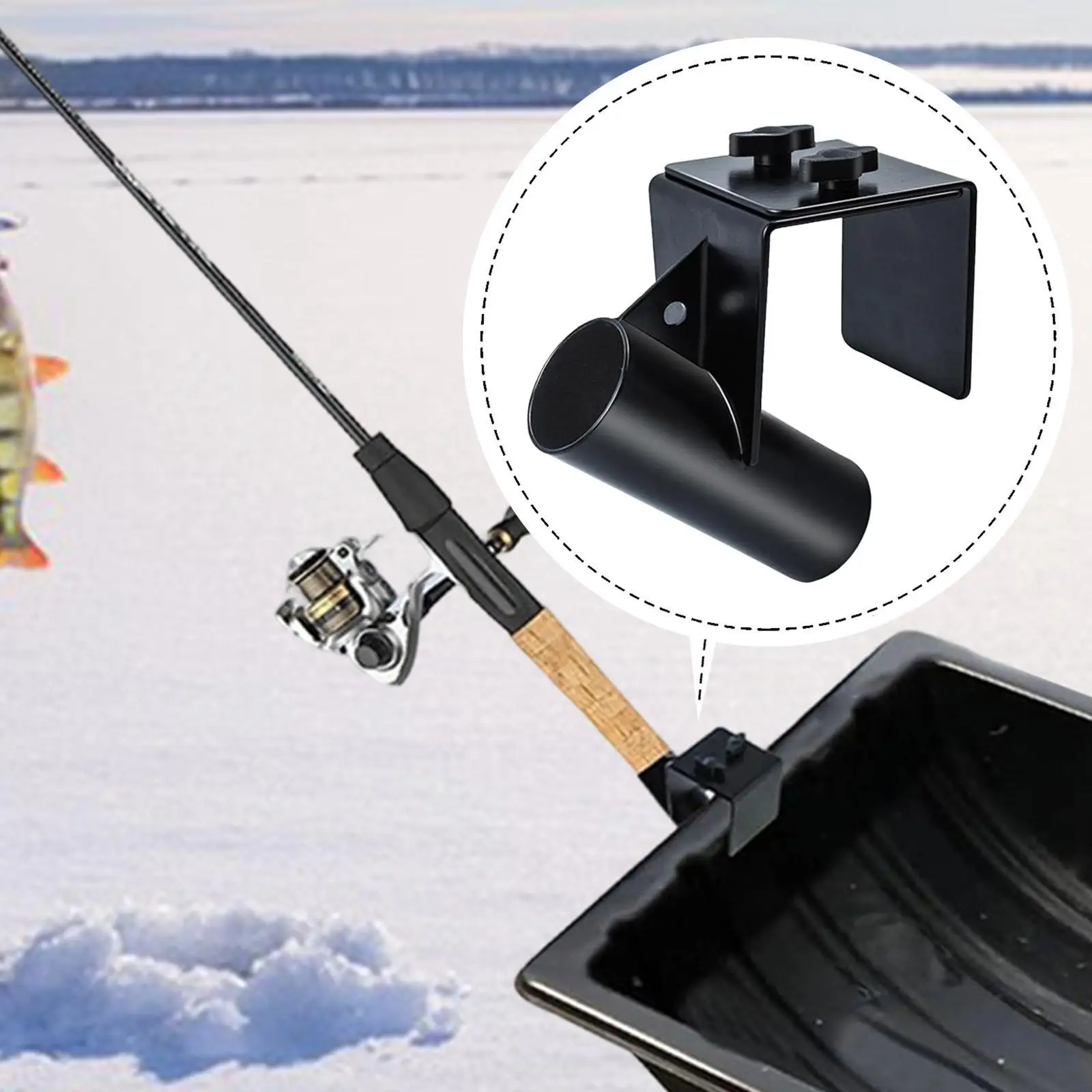 Metal Ice House Sled Easy Installation Supplies Outdoor Sturdy Bucket Accessories Storage Rack for Rod Ice Fishing Pole Rack