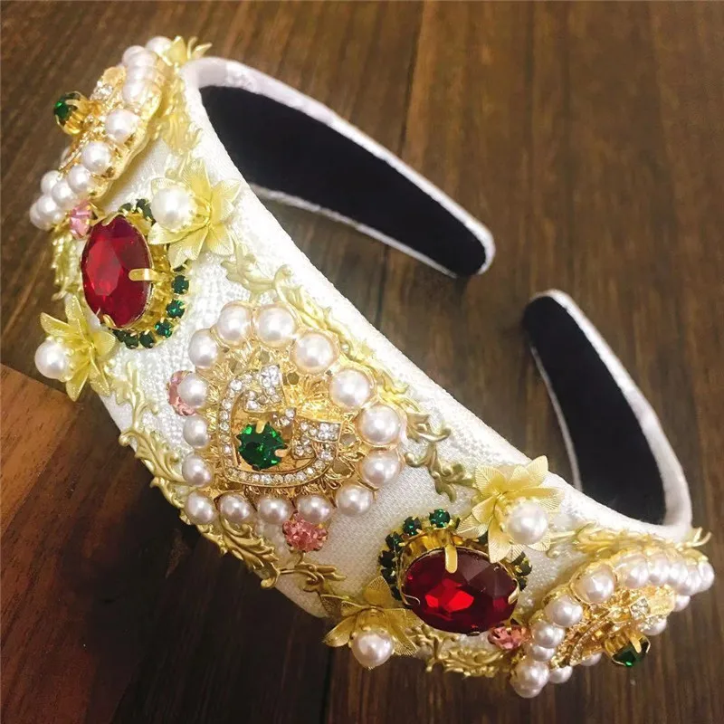 2022New Design Love Luxury Baroque Rhinestone Headband For Women Full Crystal Floral Diamond Hairband Hair Accessori Girls Gift