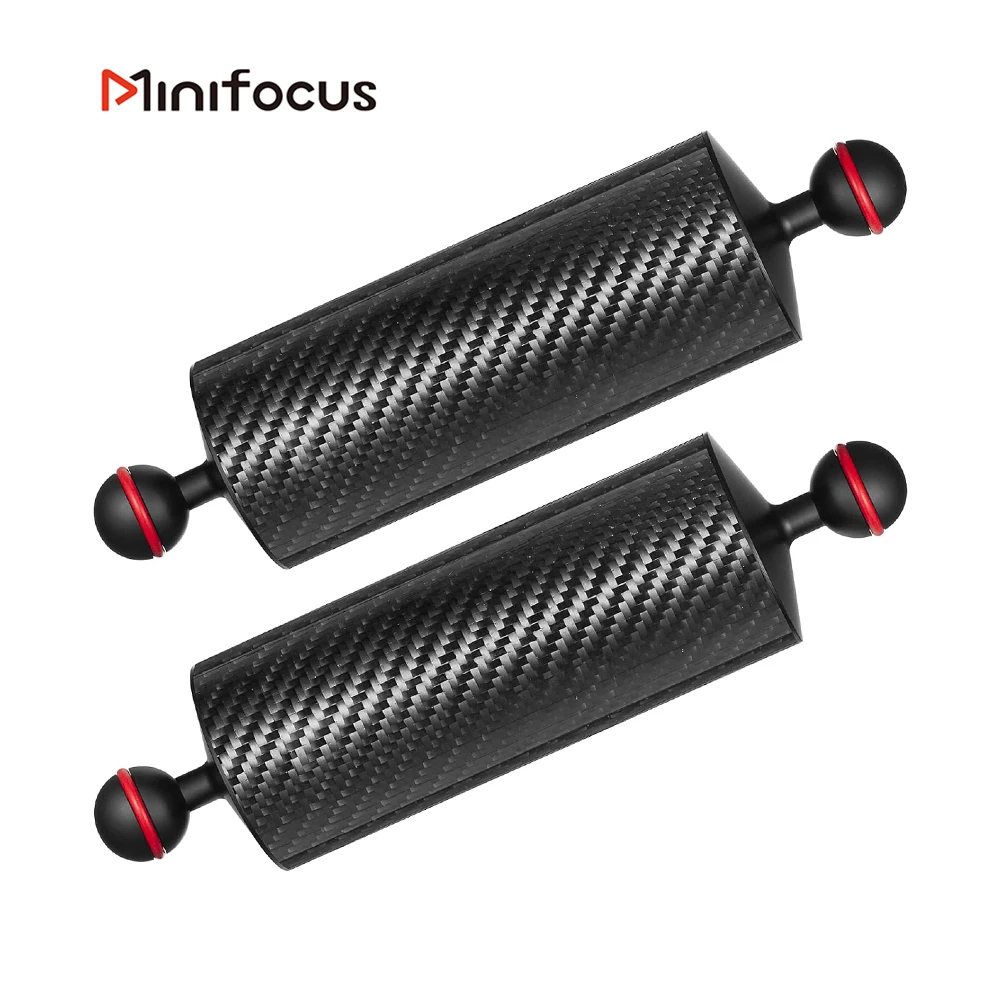 2PCS Carbon Fiber Underwater Float Arm Dual 1\'\' Ball Buoyancy Aquatic  Floating Arms Lighting System for Diving Tray Video Light