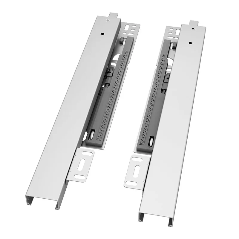 Push To Open 1 Pair Undermount Drawer Slide Bottom Support 3-fold Full Extension Non-detachable Load Capacity 40kg