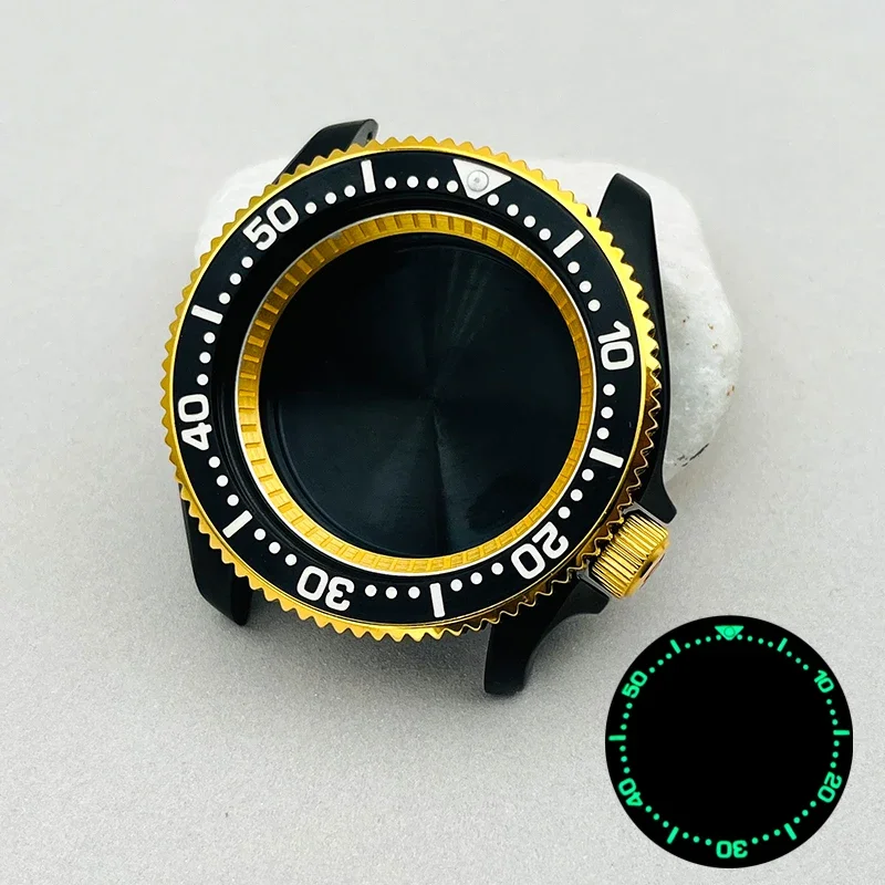 

Mod Black Seiko SKX007 SRPD Watch Cases Gold Gear Bezel Luminous Bezel Insert Fit NH36 NH35 Movements Watch Replace Repair Parts