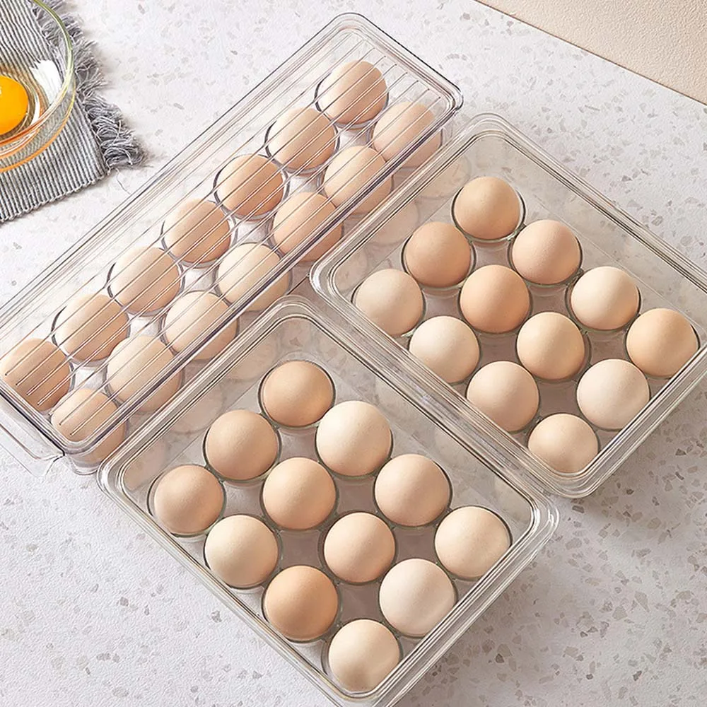 14/12 Grids Egg Refrigerator Organizer Food Egg Storage Box Containers Egg Case Holder Dispenser Storage Boxe For Kitchen