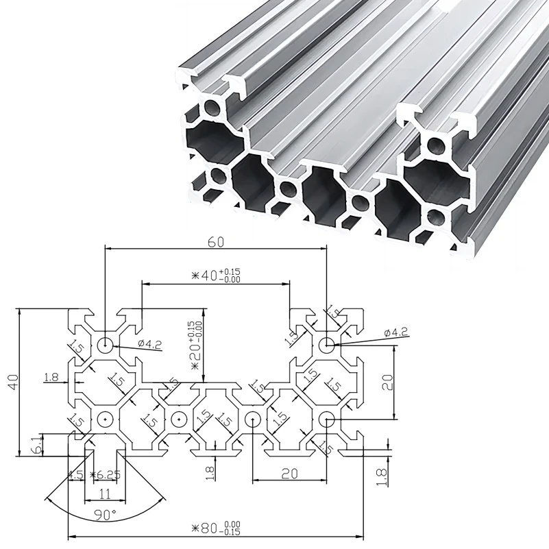 Perfil de extrusión de aluminio piezas 4080 c-beam, 550-1500mm, estándar europeo, ranura deslizante de riel lineal de aluminio para impresora 3D, enrutador CNC