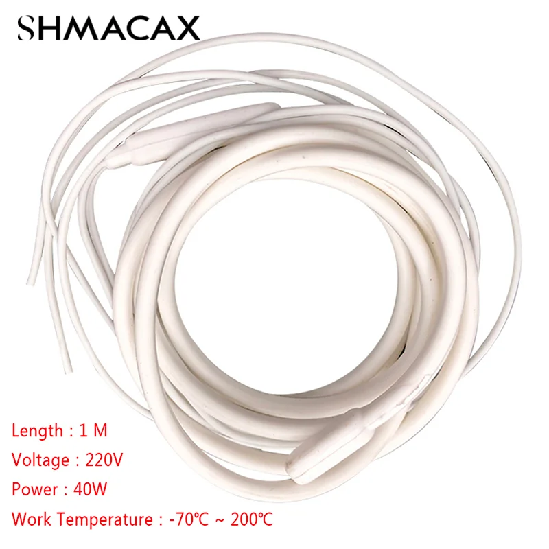 1 Meter 220V 70 Celsius 40W Waterproof Silicone Insulated Heater Wire Unfreezer for Drain-pipe Electrical Wires