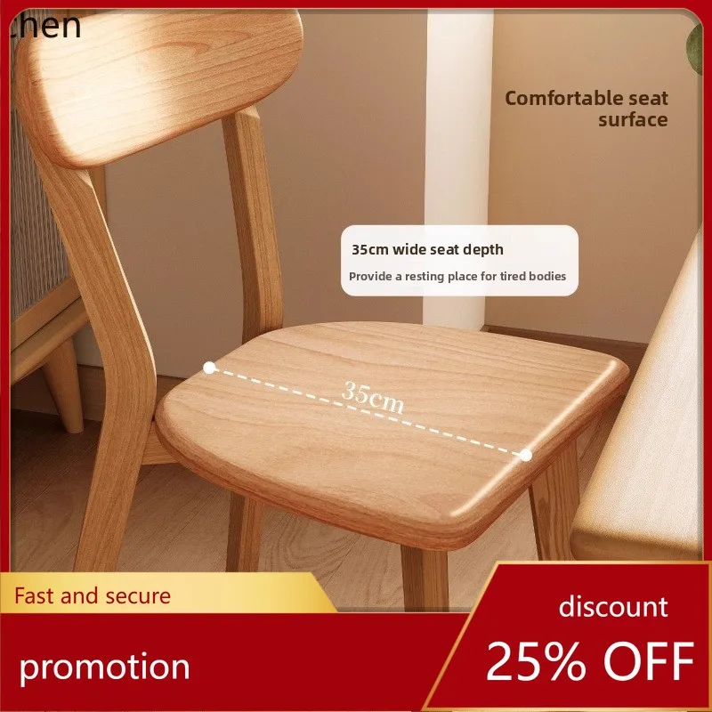 

LXC Solid Wood Chair Home Dining Table Vintage Chair with Backrest Simple Study Room Cafe Chair