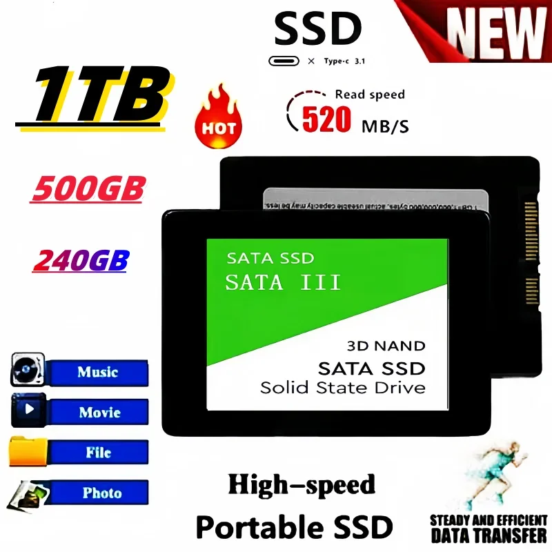 SSD Drive HDD 2.5 Hard Disk SSD 120GB 240GB 1TB 512GB 128GB 256GB HD SATA Disk Internal Hard Drive for Laptop Computer