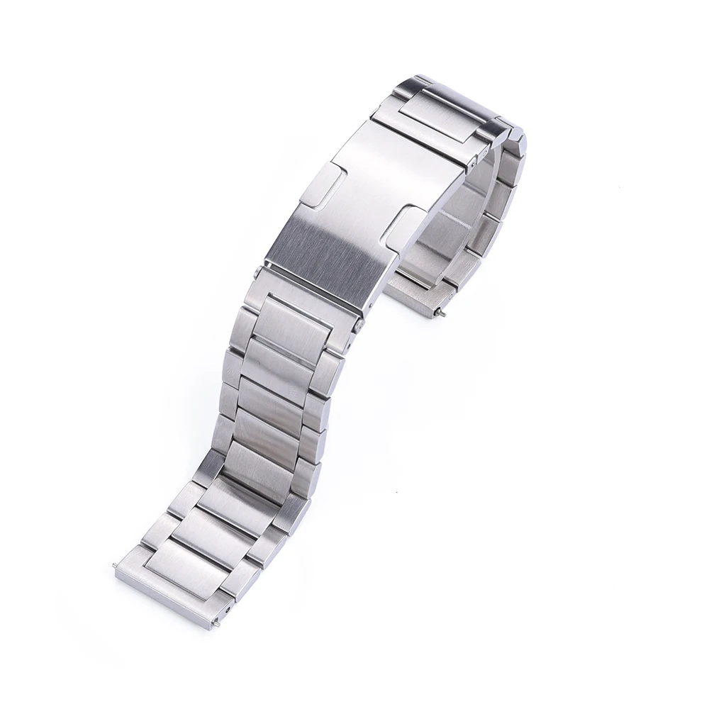 Black Titanium Three Beads Watch Strap Double Press Buckle Quick Release 22mm