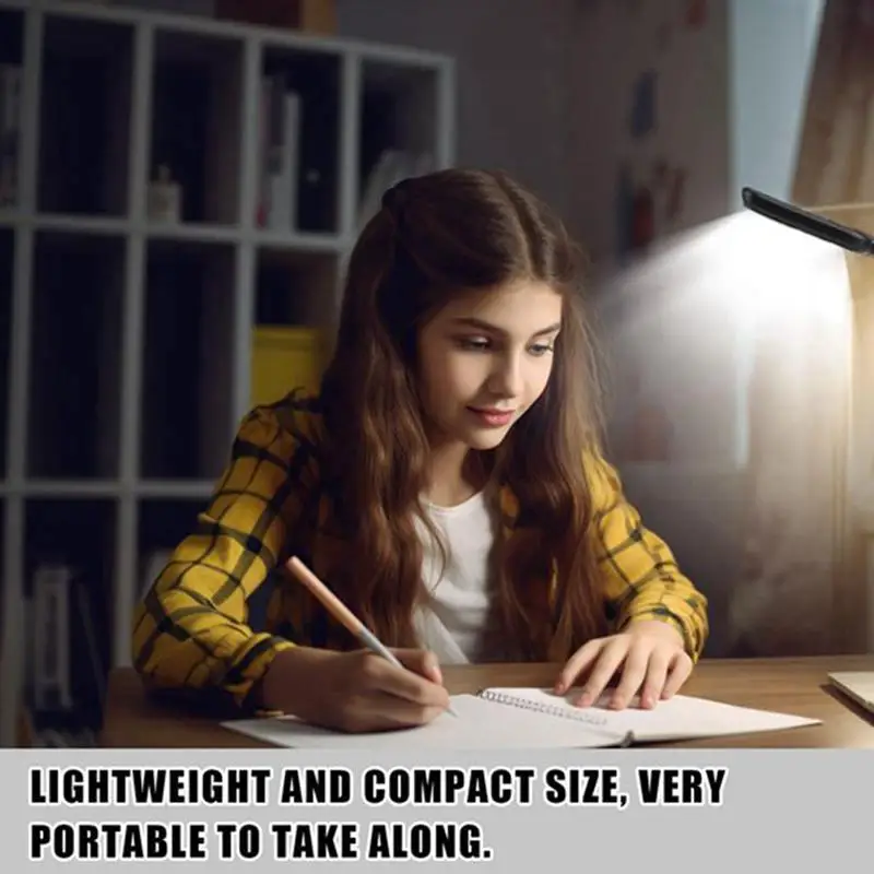 Portable LED Desk Lamp Adjustable Brightness Eye Caring Soft Light for Dorm Student Study Reading Working