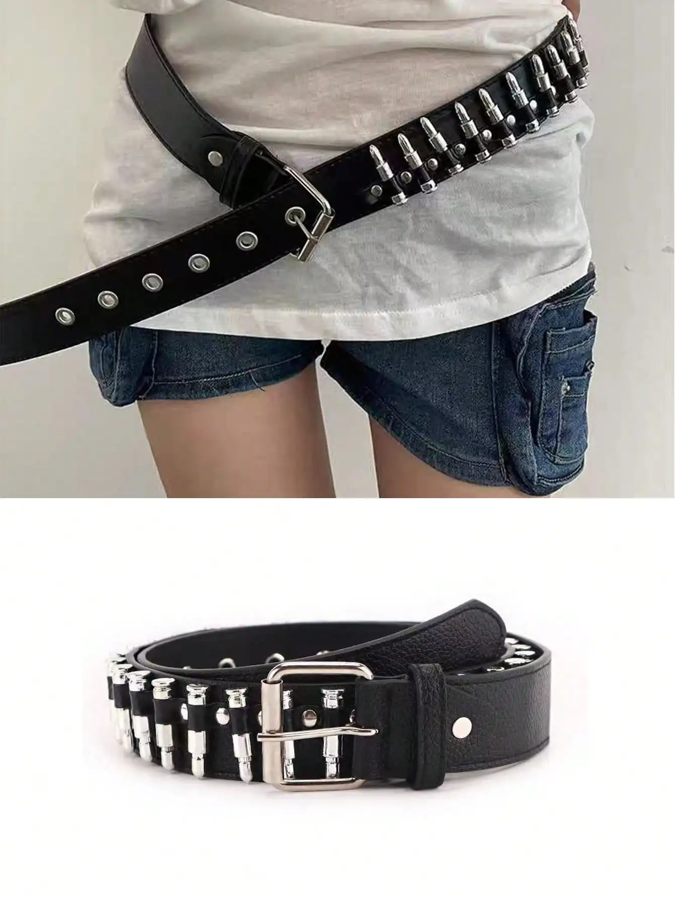 1pc Cintura in vita Rock and Roll Fibbia per Cowboy Cowgirl Rock and Roll Punk Cintura vintage Hot Girl Cintura sexy con borchie