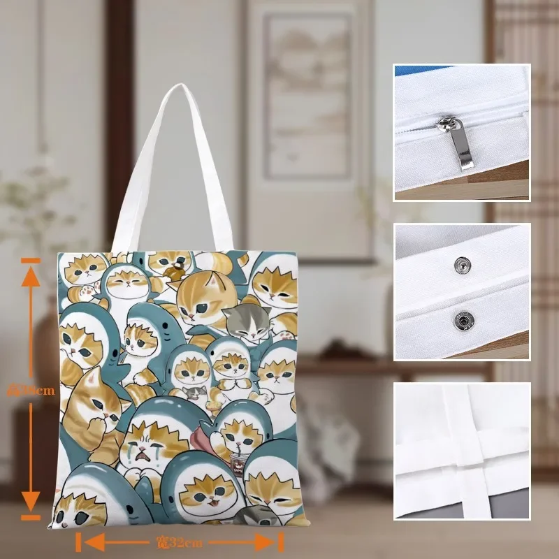 

Mofusand Japanese Style Canvas Shoulder Bag for Women Casual Handheld File Bag Student Tutorial & School Tote Bags