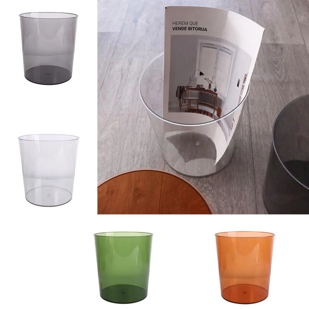 

Organizer Container Thickened Transparent Trash PET Durable Waste Bin Shatter-Resistant Light Dustbin Household