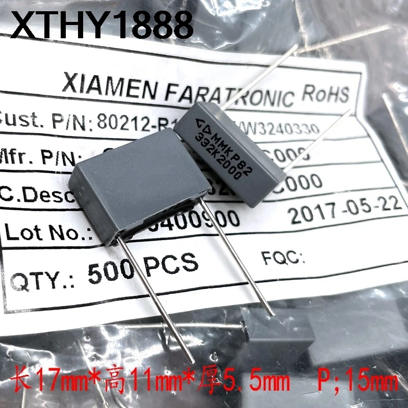 10PCS Xiamen Farah MKP C823D 332 3300pf 3.3nf 2000v 2kv safety film capacitor