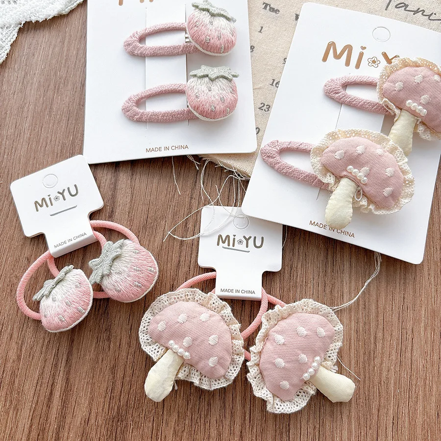 

Cartoon Mushroom Hair Clips for Girls Pink Hairpins Baby Side Clip Cute Hair Accessories Kids Hair Tie Girl Ponytail Holder