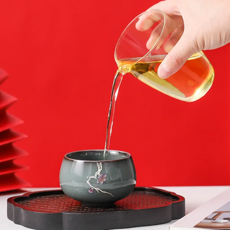 Handmade Flower Kungfu Tea Cup Official Kiln Master Cup Single Small Single Tea Ceramic Personal Special Business Gift