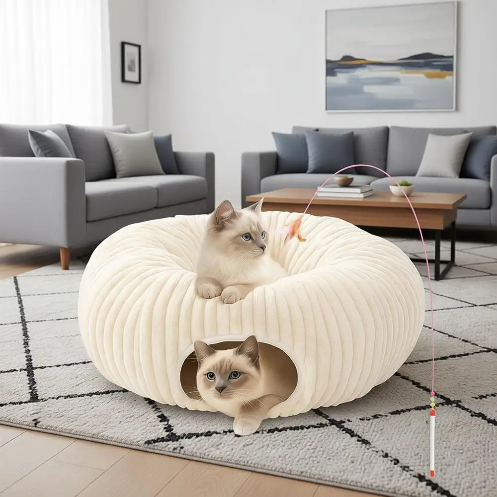 

Collapsible Play Tunnel with 40 Cat Toys for Indoor Cats and Puppies
