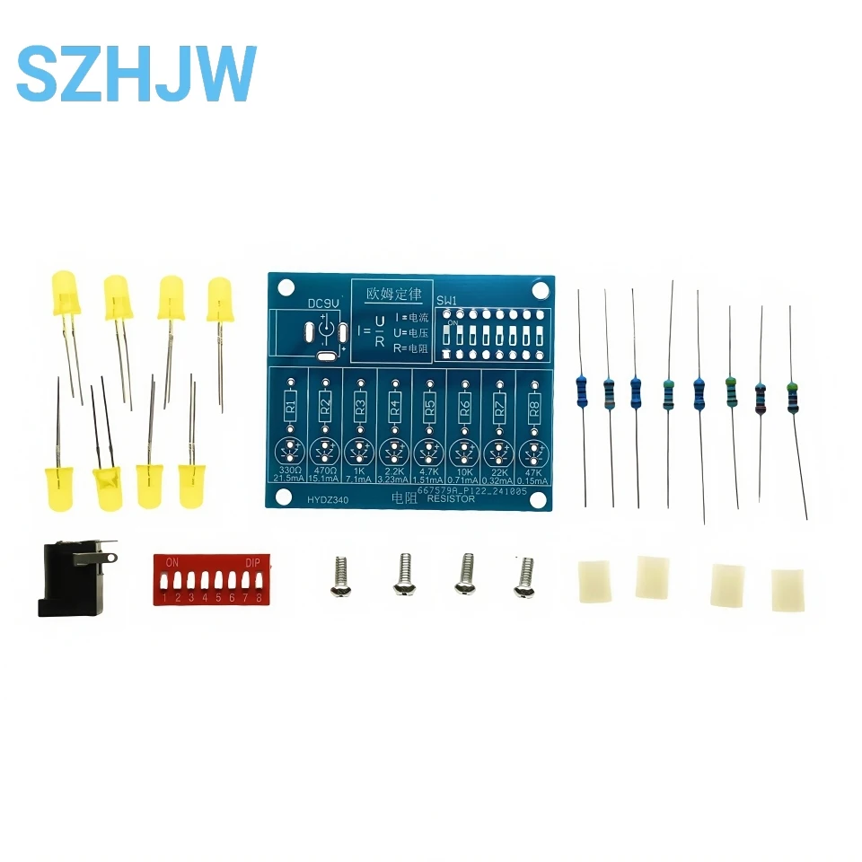 DIY Soldering Practice Kit DC 9V LED Current Test Ohm Electronic Manufacturing DIY Parts Experiment Training Teaching Kit
