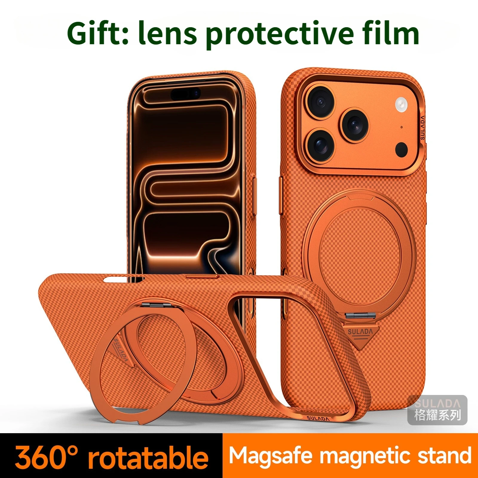 

Ultra Thin Magnetic Stand for iPhone 17 Pro Max/Pro/KEVLAR 16Pro Max with Magsafe Wireless Charging Compatible Kevlar Phone Case