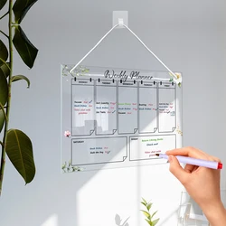 Transparent Acrylic Note Message Board Creative Monthly Weekly Planner Calendar Notebook Wall Hanging Erasable Whiteboard Decor