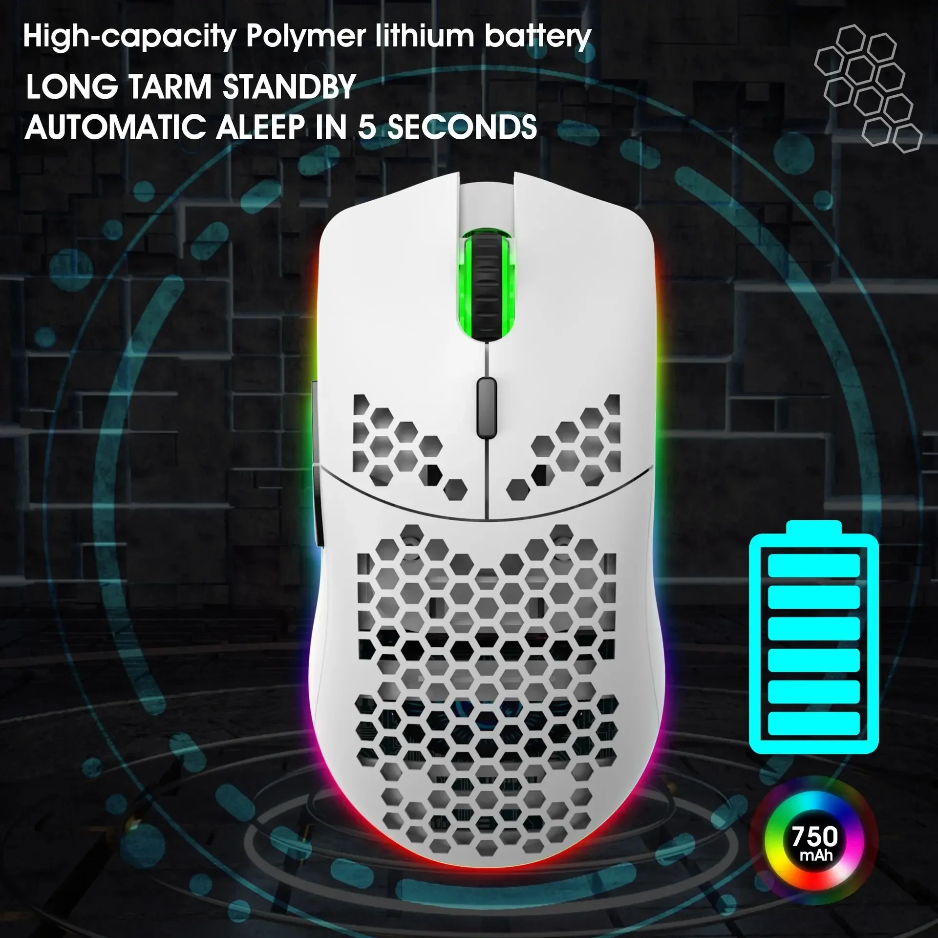 

Rechargeable USB 2.4G Wireless Honeycomb Gaming Mouse RGB Lighting Mice Gamer Mouse For Notebook Desktop PC Computers