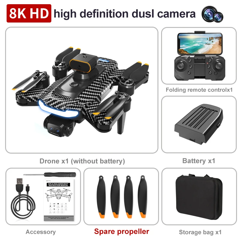 A14 GPS Drone with Dual 4K Camera Intelligent Obstacle Avoidance Brushless Remote Control Drone Foldable Helicopter Auto Return