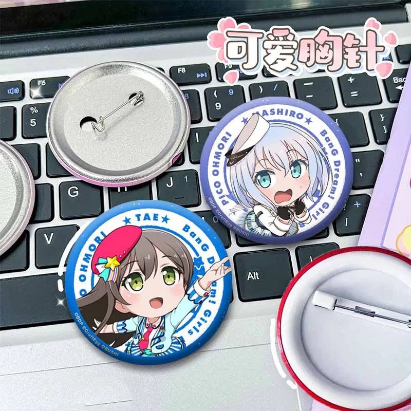 Cute Game Bang Dream Button Pins Custom Cartoon Girls Icons Brooch on Backpack Clothes Accessories Jewelry Badge Gift for Friend