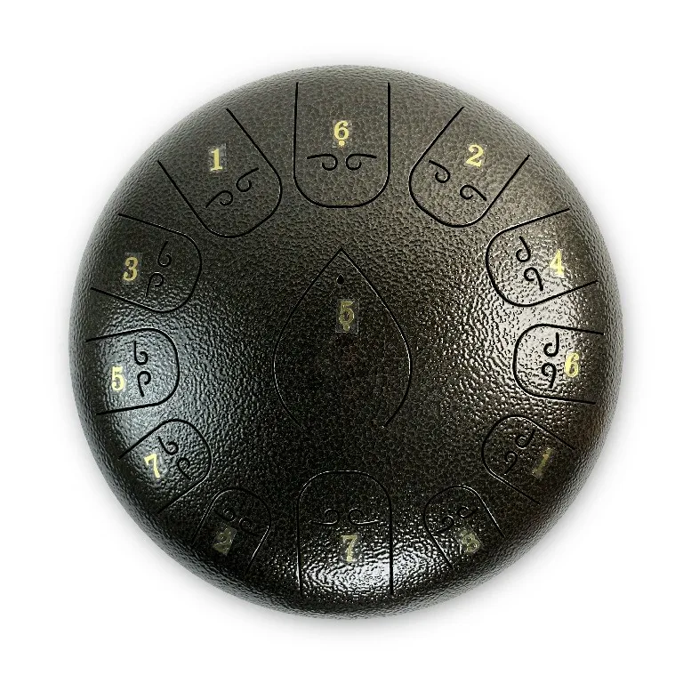 

Hooqu Factory Offer 12inch 13Note Brown Stainless Steel Rain Tongue Drum & Handpan Musical Instrument C Key Tongue Drum