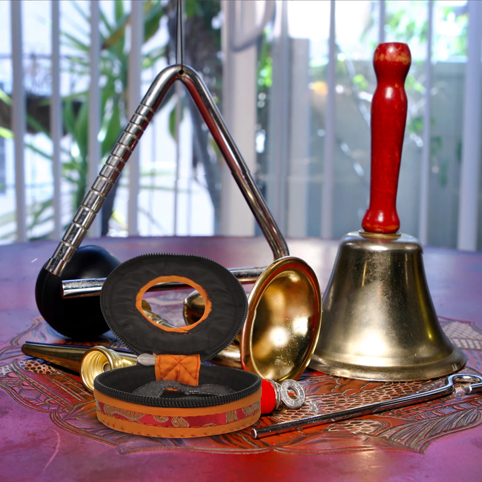 Finger Cymbals Zipper Protective Bag Compact Handmade Embroidery Sleeve Holder Finger Cymbal Bell Storage Pouch