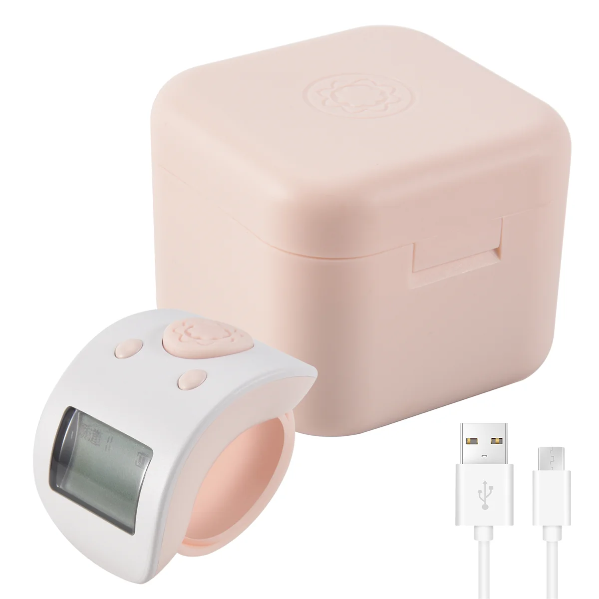 

T85C Мини Цифровой ЖК-электронный счетчик на палец с кольцом на палец, 6-значный перезаряжаемый счетчик, кликер-белый