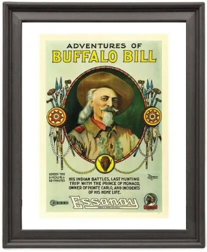 Framed Poster Adventures of Buffalo Bill 1917 Poster Photo Paper Print Picture Frame  16x12 inch