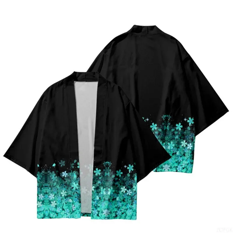 Cardigan Kimono japonais imprimé, vêtements traditionnels pour jeux de rôle, demi-manches, pour hommes et femmes