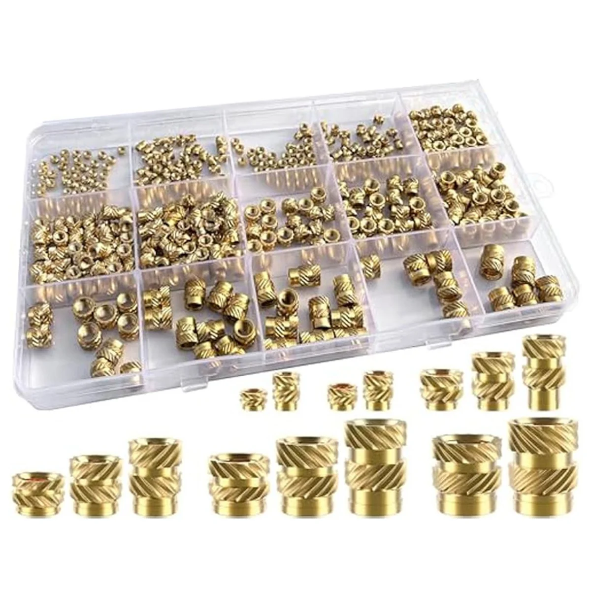 

400Pcs Threaded Inserts,M2/M2.5/M3/M4/M5/M6 Thread Knurled Nuts Assortment Kit,Heat Set Insert for Plastic 3D Printing