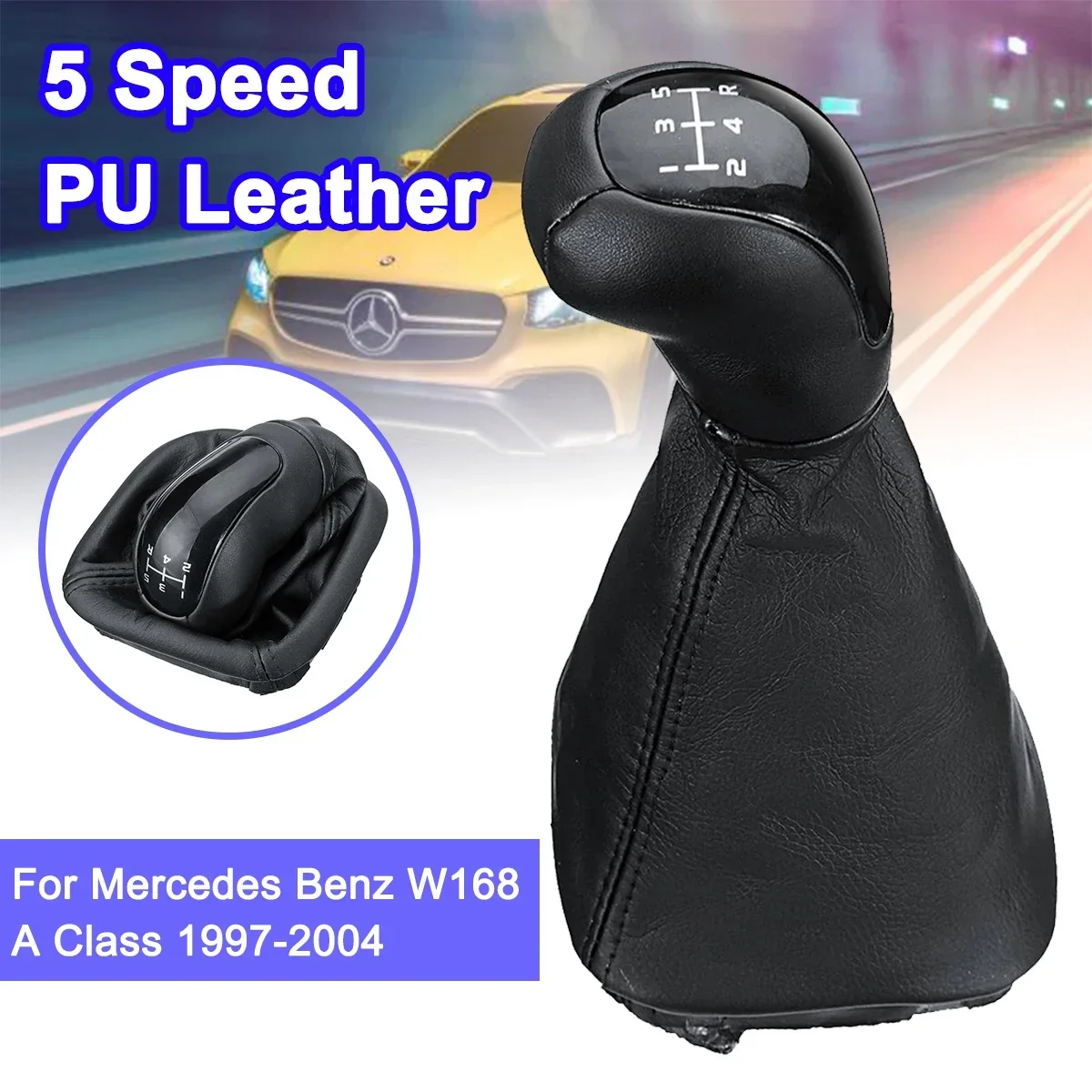 For Mercedes Benz W168 A Class 1997-2004 Car 5 Speed Gear Shift Knob Shifter Lever Gaiter Boot Car Accessories
