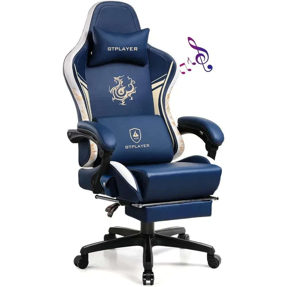 

%a Gaming Chair with Bluetooth Speakers and Footrest, Dragon Series Video Game Chair ，Heavy Duty, Ergonomic, Esports