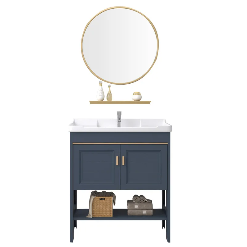 

Floor-to-ceiling space aluminum wash basin cabinet integrated small apartment bathroom washstand
