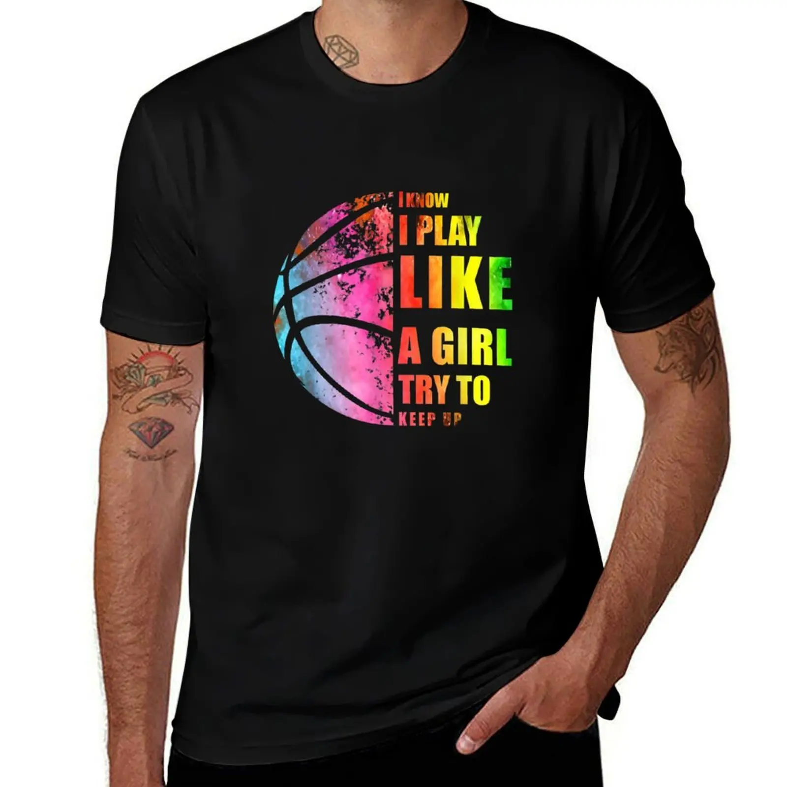 

I Know I Play Like A Girl Try To Keep Up Basketball lady mom T-Shirt t shirt man luxury man t shirt heavy cotton T-Shirt