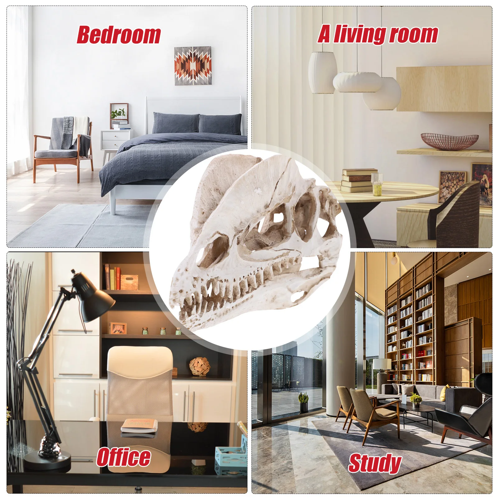 

1PC Delicate Dilophosaurus Skull Ornamment Resin Dinosaur Skull Crafts Decor Vivid Dinosaur Skull Adornment Creative Dinos