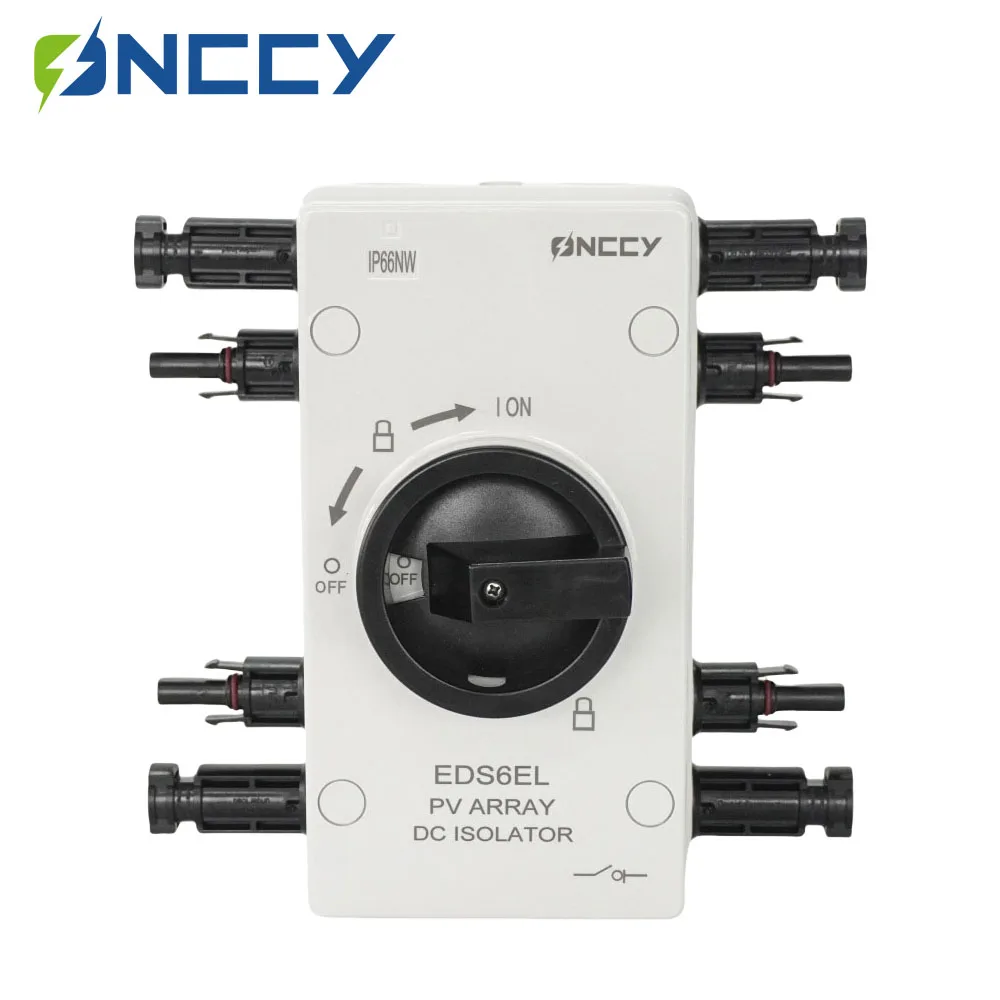 ONCCY Photovoltaic Solar DC Isolation Switch Outdoor PV Solar Switch 1600V 1000VDC 40A Rotating Handle IP66 Waterproof with lock