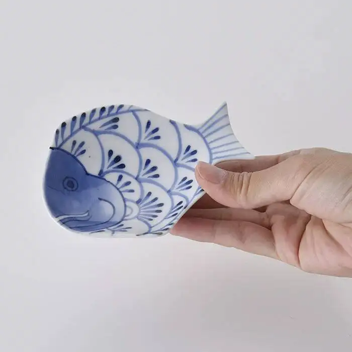In Stock: Three Types Of Japanese Imported Arita-Yaki Hand-Painted Fish-Shaped Dishes, Ceramic Small Plates, Japanese-Style