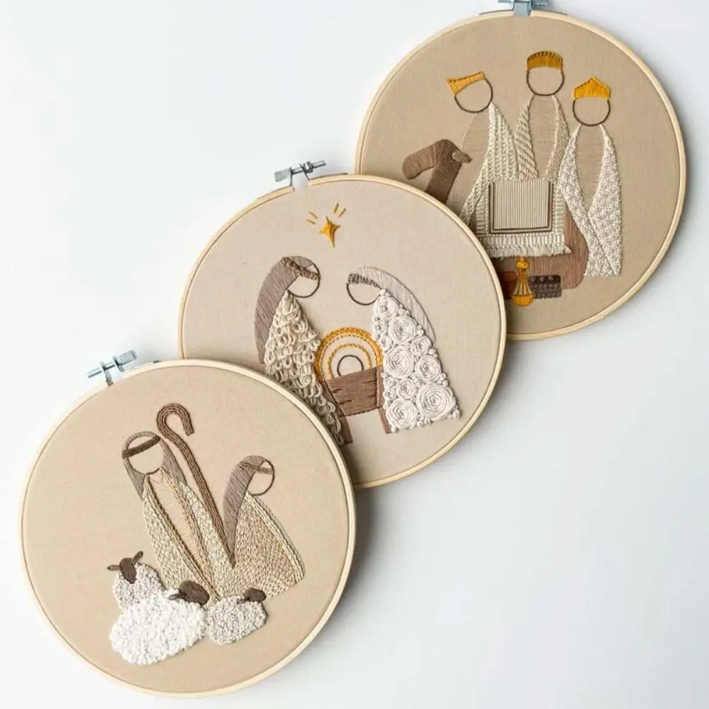 عيد الميلاد عبر غرزة مشهد المهد طقم تطريز المنتجات غير النهائية مضحك DIY التطريز الديني خمر