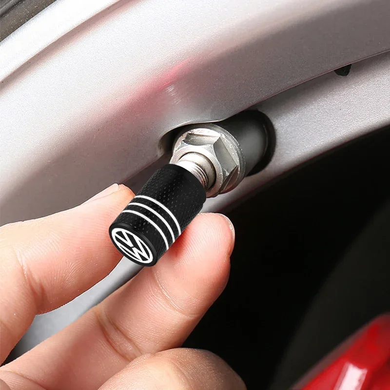 5Pcs Car Tire Valve Stems Cap Aluminum Tire Wheel Stem Air Valve Cap For Volkswagen GOLF MK6 Polo Tiguan VW GTI CADDY PASSAT