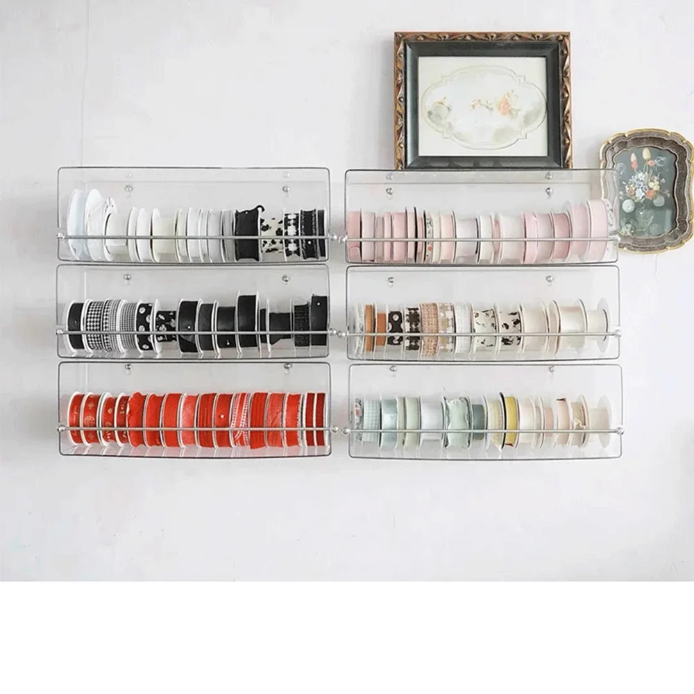 Wall Mount Ribbon Organizer Storage Display Wire Spool Rack Key Holder Sundries Embroidery Sewing Thread Holder Tabletop Spool