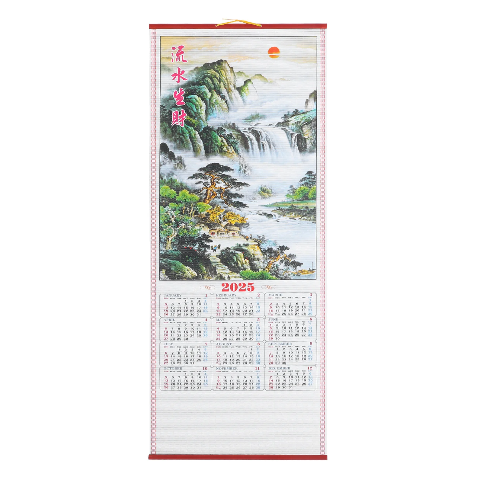 Small Imitation Rattan Hanging Scroll Calendar Child Wall Calendars Paper Lunar Year Daily