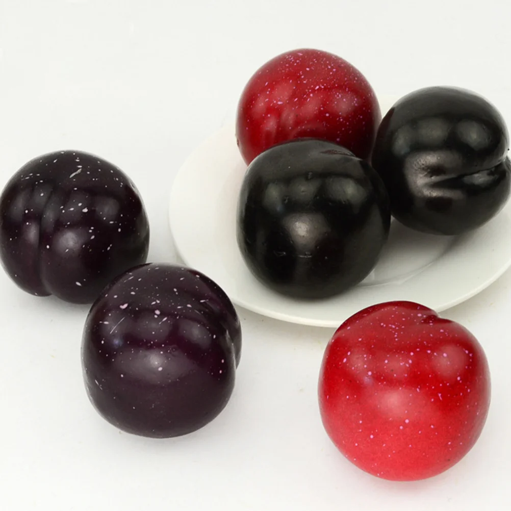 5PCS Realistic Plum Models Lifelike Fruit Decoration Simulation Photo Prop Cabinet Ornament for Home Shop Store Random Pattern