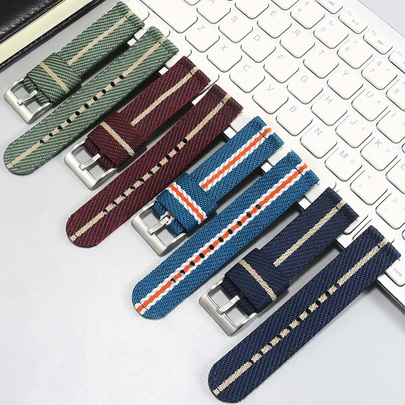 Nylon Watch Strap Substitute For Co-branded Planetary Lunar Series Flat Straight Interface Canvas Watchband 20mm