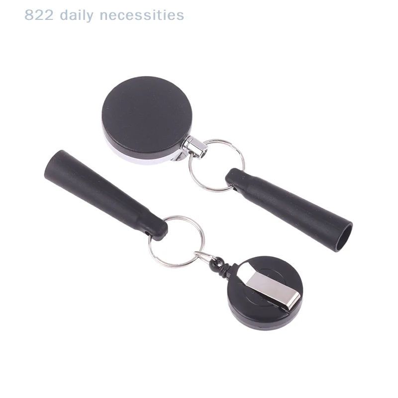 Retractable Pen Cap Pull Keychain Holder Reel Carpenter Pencils Anti Lost Rope Camping Heavy Duty Key Ring Chain Belt Clip
