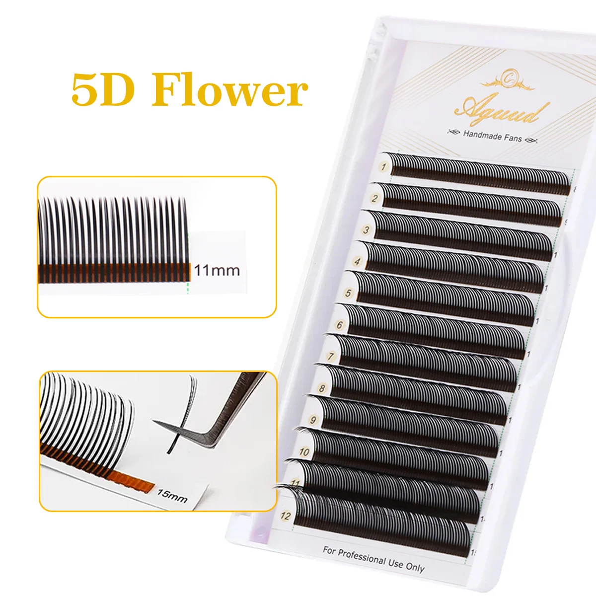 AGUUDU Flora Natural Eyelash Extensions 5D Fairy Lashes Hybrid Volume Premade Auto Fan Spike False Makeup