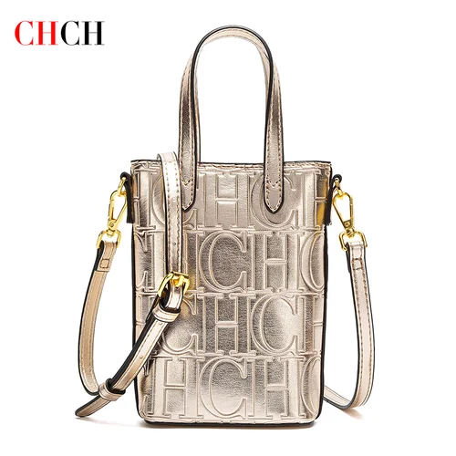 CHCH Bolso para teléfono para mujer 2025 Nuevo bolso cruzado negro de textura simple para mujer